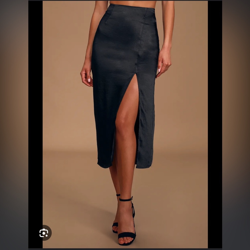 NWT Abercrombie black satin midi skirt